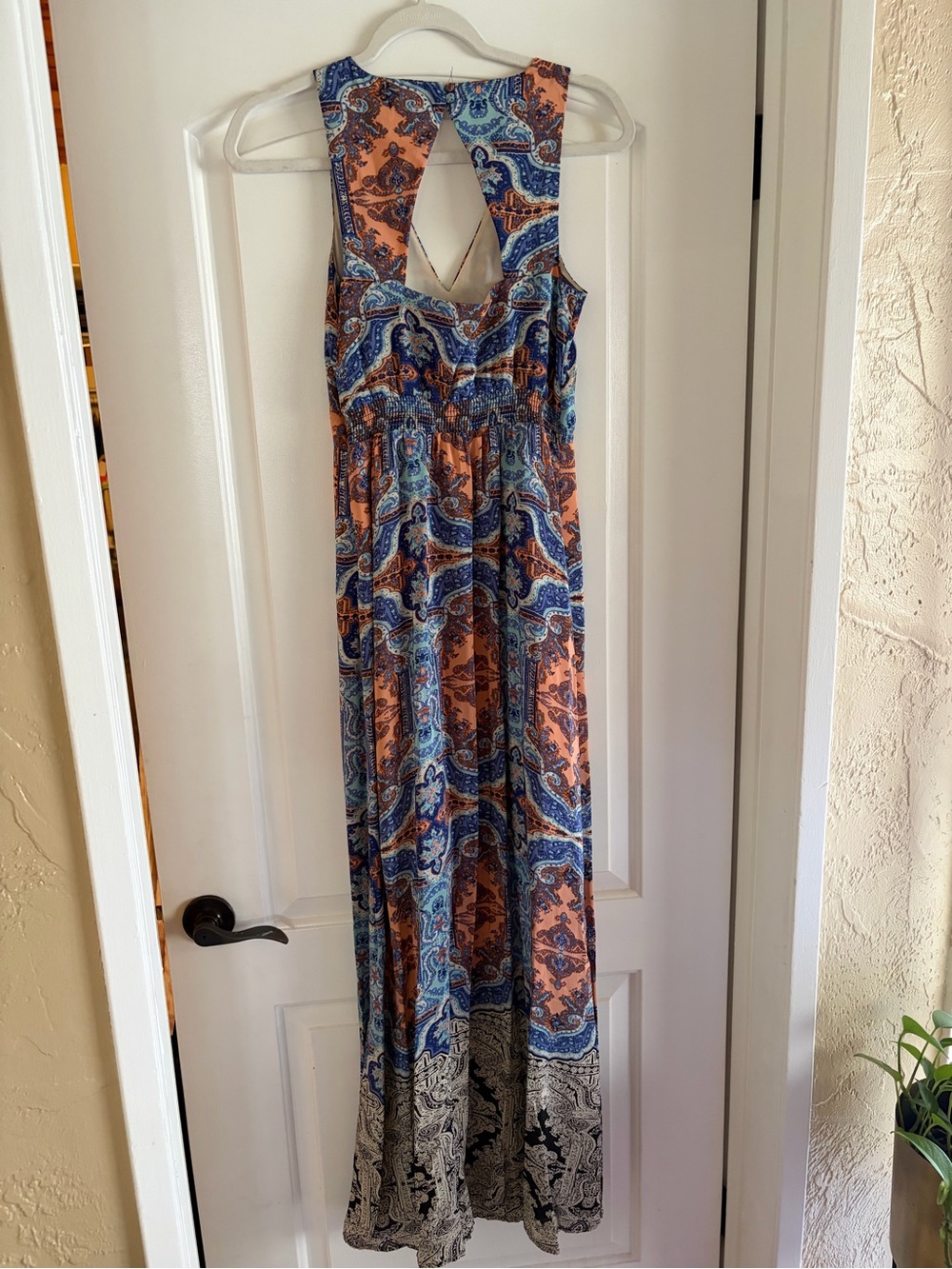 Maeve Blue & Brown Paisley V-Neck Maxi Dress - Picture 5 of 7